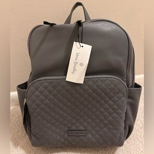 Vera Bradley Gallatin Carryall Backpack Gray Leather Bag All Leather Travel